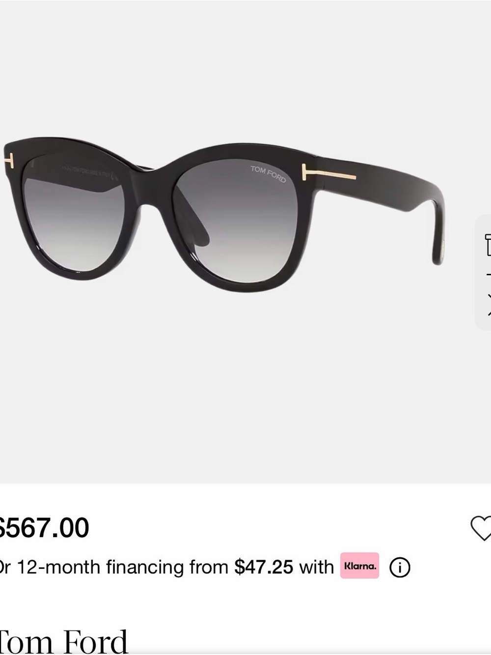 Tom Ford Black Women's Oversized Sunglasses with Gold Accents